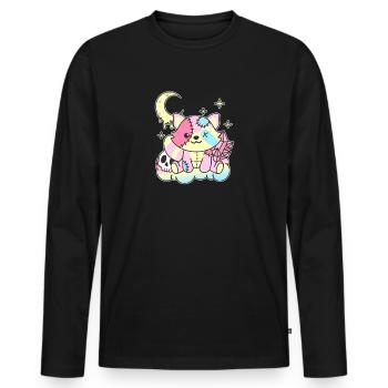Kawaii Gothic Waschbär Pastellfarben Gothic - Männer Premium Bio Langarmshirt - Schwarz - Vorne - Nico (187cm)