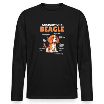 Explication du chien Anatomie d’un beagle - T-shirt manches longues Premium bio Homme - noir - Devant - Nico (187cm)