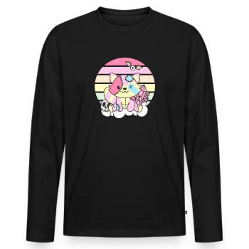 Kawaii Gothic Waschbär Pastellfarben Gothic - Männer Premium Bio Langarmshirt - Schwarz - Vorne - Nico (187cm)