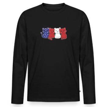 Katze für den vierten Juli USA Flagge Katzen - Männer Premium Bio Langarmshirt - Schwarz - Vorne - Nico (187cm)