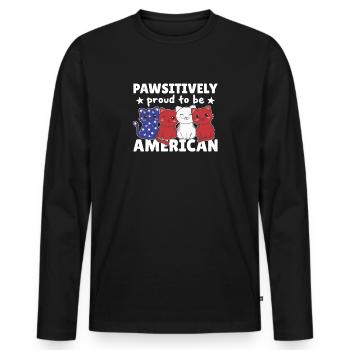 Katze für den vierten Juli USA Flagge Katzen - Männer Premium Bio Langarmshirt - Schwarz - Vorne - Nico (187cm)