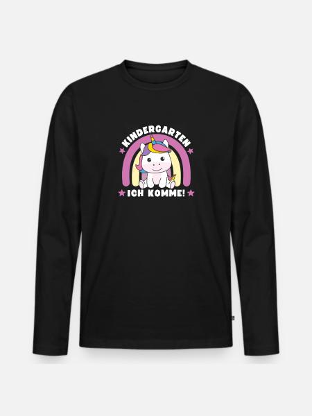 Kindergarten Ich Komme! - Männer Premium Bio Langarmshirt - Schwarz
