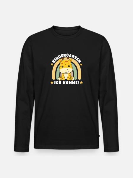 Kindergarten Ich Komme! - Männer Premium Bio Langarmshirt - Schwarz