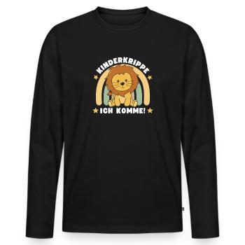 Nursery I'm coming! Lion - Men's Premium Organic Long Sleeve Shirt - black - Front - Nico (187cm)