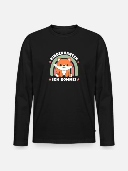 Kindergarten Ich Komme! Fuchs - Männer Premium Bio Langarmshirt - Schwarz