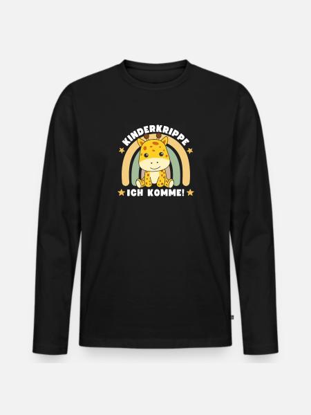 Kinderkrippe Ich Komme! - Männer Premium Bio Langarmshirt - Schwarz