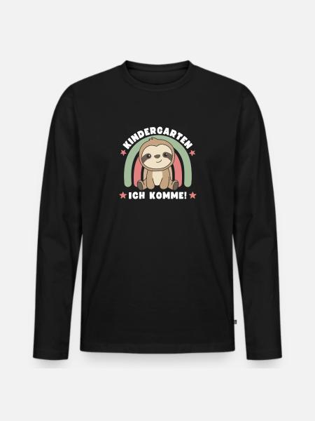 Kindergarten Ich Komme! - Männer Premium Bio Langarmshirt - Schwarz