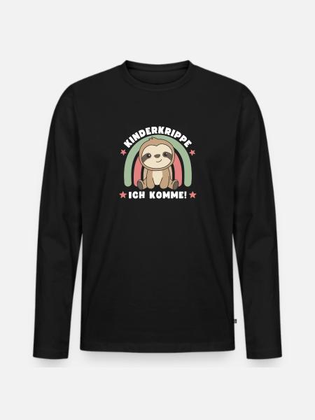Kinderkrippe Ich Komme! - Männer Premium Bio Langarmshirt - Schwarz