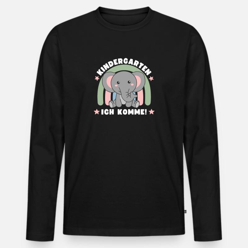 Kindergarten Ich Komme! - Männer Premium Bio Langarmshirt - Schwarz
