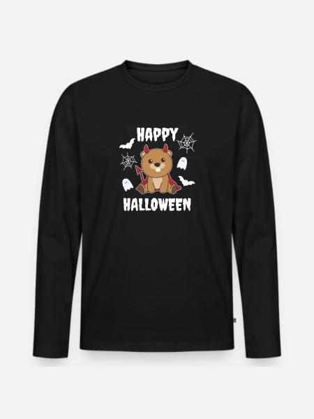 Beaver Happy Halloween Devil Costume - T-shirt manches longues Premium bio Homme - noir