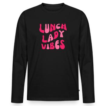 Lunch Lady Vibes - Men's Premium Organic Long Sleeve Shirt - black - Front - Nico (187cm)