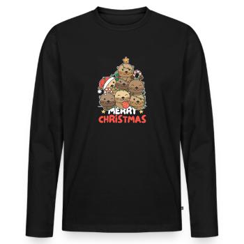 Otter Weihnachtsbaum frohe Weihnachten - Männer Premium Bio Langarmshirt - Schwarz - Vorne - Nico (187cm)