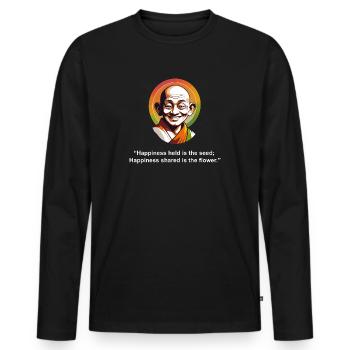 Geteiltes Glück ist die Blume | Zen-Zitat - Männer Premium Bio Langarmshirt - Schwarz - Vorne - Nico (187cm)