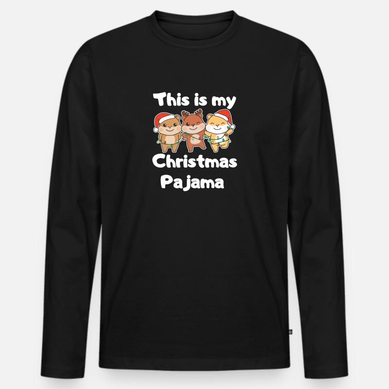 Hamster Weihnachts Schlafanzug - Männer Premium Bio Langarmshirt - Schwarz