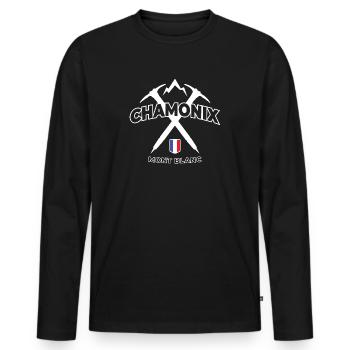 Chamonix Mont Blanc | Mountaineering | Climbing - Men's Premium Organic Long Sleeve Shirt - black - Front - Nico (187cm)