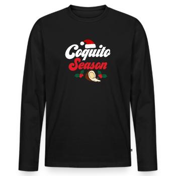 Coquito Season Rum Drink Coconut Puerto Rican - Men's Premium Organic Long Sleeve Shirt - black - Front - Nico (187cm)