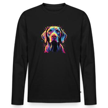 Watercolor Colorful Pointer - Men's Premium Organic Long Sleeve Shirt - black - Front - Nico (187cm)
