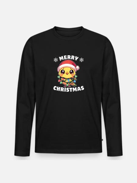Christmas Fairy Lights Canary - Men's Premium Organic Long Sleeve Shirt - black
