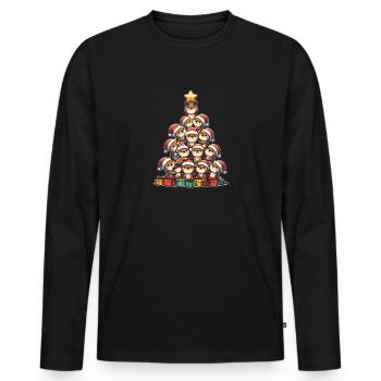 Otter Weihnachtsbaum frohe Weihnachten - Männer Premium Bio Langarmshirt - Schwarz - Vorne - Nico (187cm)