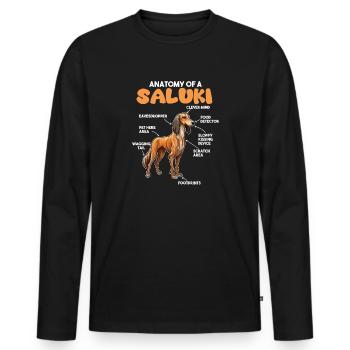 Explication du chien Anatomie d’un Saluki - T-shirt manches longues Premium bio Homme - noir - Devant - Nico (187cm)