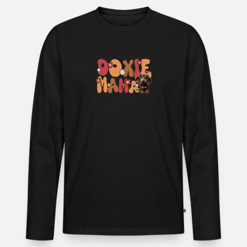 Dackel Groovy Doxie Mama - Männer Premium Bio Langarmshirt - Schwarz