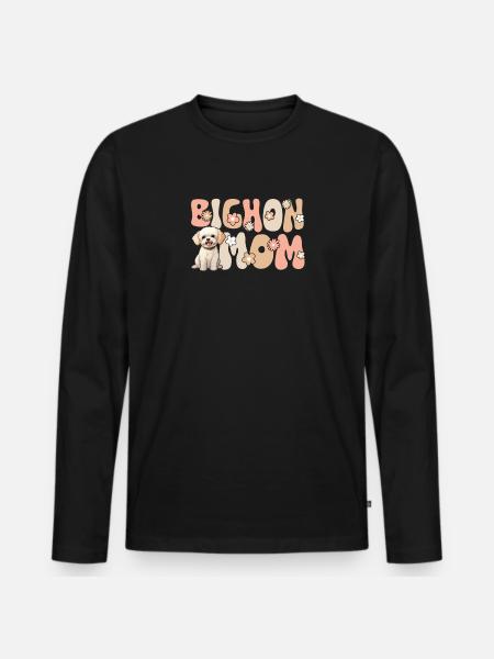 Bichon frisé Groovy Bichon Maman - T-shirt manches longues Premium bio Homme - noir