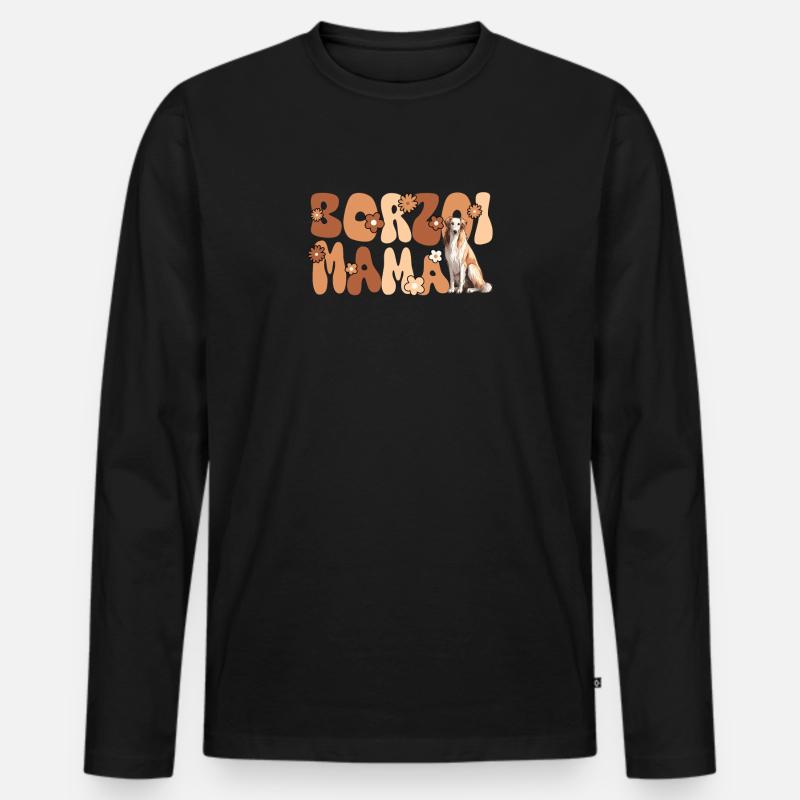 Barsoi Groovy Borzoi Mama - Männer Premium Bio Langarmshirt - Schwarz