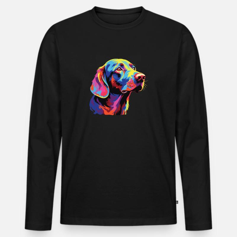 Wasserfarben Farbenfroher Harrier - Männer Premium Bio Langarmshirt - Schwarz