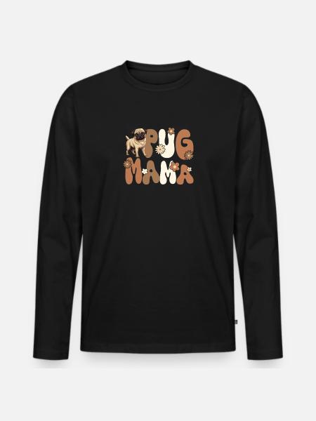 Mops Groovy Mops Mama - Männer Premium Bio Langarmshirt - Schwarz