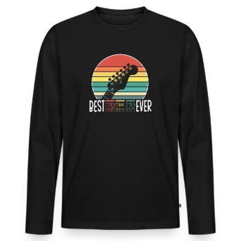 Best Guitar DAD Ever Music Chords Father Musician - Men's Premium Organic Long Sleeve Shirt - black - Front - Nico (187cm)