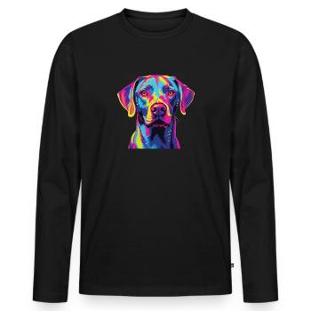 Aquarelle colorée dentelle bleue - T-shirt manches longues Premium bio Homme - noir - Devant - Nico (187cm)