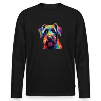 Wasserfarben Farbenfroher Standard Schnauzer - Männer Premium Bio Langarmshirt - Schwarz - Vorne - Nico (187cm)