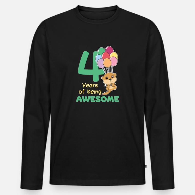 Erdmännchen zum 4. Geburtstag Kinder vier Jahre - Männer Premium Bio Langarmshirt - Schwarz