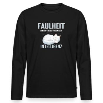 Faulheit ist der Närboden der Intelligenz - Männer Premium Bio Langarmshirt - Schwarz - Vorne - Nico (187cm)