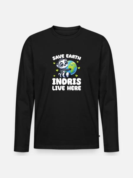 Save the Earth Indris Live Here Earth Day - Men's Premium Organic Long Sleeve Shirt - black