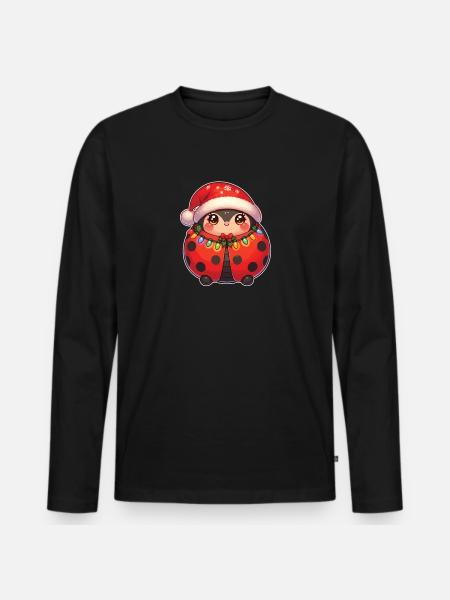 Christmas Fairy Lights Ladybug - Men's Premium Organic Long Sleeve Shirt - black