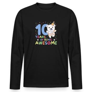 Polar bear for his 10th birthday Children ten years old - Men's Premium Organic Long Sleeve Shirt - black - Front - Nico (187cm)