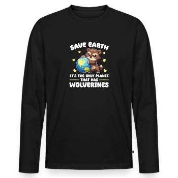 C’est la seule planète avec le carcajou Jour de la Terre - T-shirt manches longues Premium bio Homme - noir - Devant - Nico (187cm)