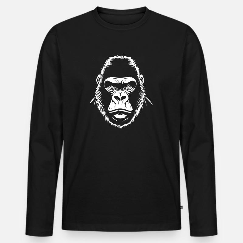 Gorilla - Männer Premium Bio Langarmshirt - Schwarz