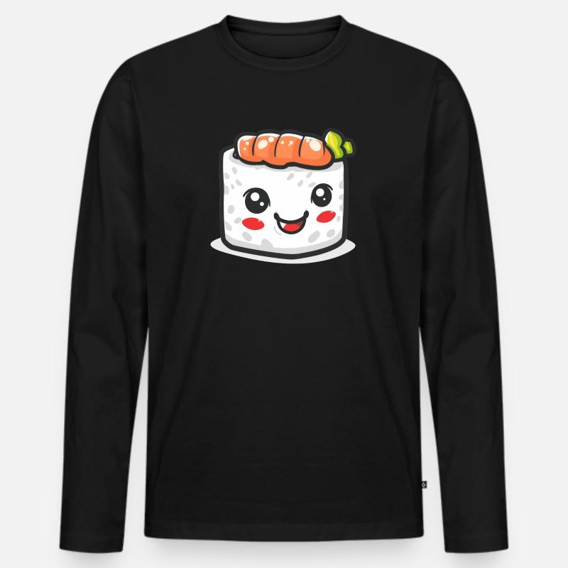Süßes Sushi Comic - Männer Premium Bio Langarmshirt - Schwarz