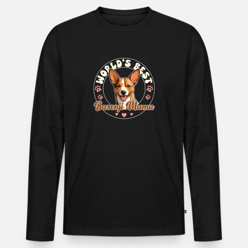 Basenji Groovy Basenji Mama - Männer Premium Bio Langarmshirt - Schwarz