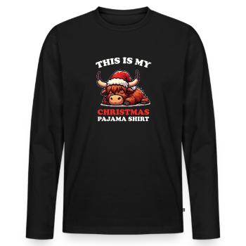 Hochlandrind Weihnachts Schlafanzug Hochlandrinder - Männer Premium Bio Langarmshirt - Schwarz - Vorne - Nico (187cm)