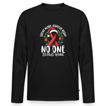 Personne n’est seul. - T-shirt manches longues Premium bio Homme - noir - Devant - Nico (187cm)