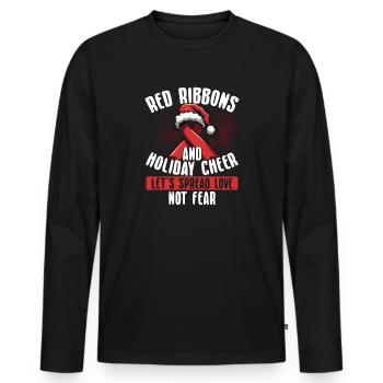 Les rubans rouges répandent l’amour, pas la peur, - T-shirt manches longues Premium bio Homme - noir - Devant - Nico (187cm)