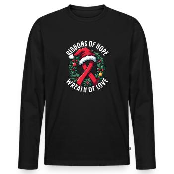 Rubans De L’Espoir Aide-conscience-Noël - T-shirt manches longues Premium bio Homme - noir - Devant - Nico (187cm)
