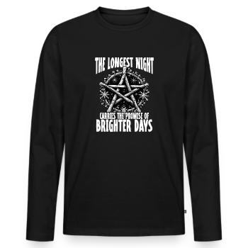 Die Längste Nacht Verspricht Hellere Tage - Männer Premium Bio Langarmshirt - Schwarz - Vorne - Nico (187cm)