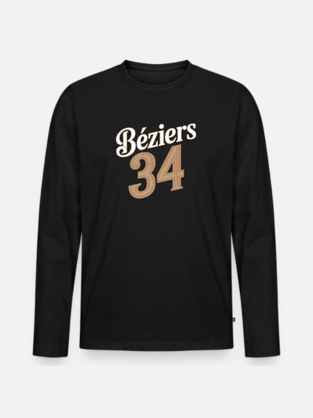 Béziers 34 - T-shirt manches longues Premium bio Homme - noir