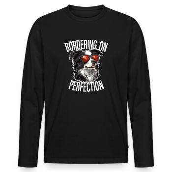 Border Collie Dog Border Collie Bordering On - Men's Premium Organic Long Sleeve Shirt - black - Front - Nico (187cm)