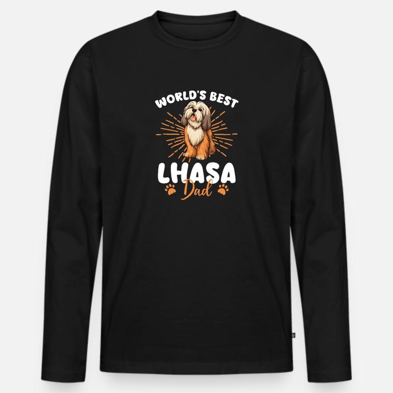 Lhasa Apso Groovy Lhasa Dad - Männer Premium Bio Langarmshirt - Schwarz