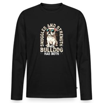 American Bulldog Snuggles and Strength Bulldog - Men's Premium Organic Long Sleeve Shirt - black - Front - Nico (187cm)